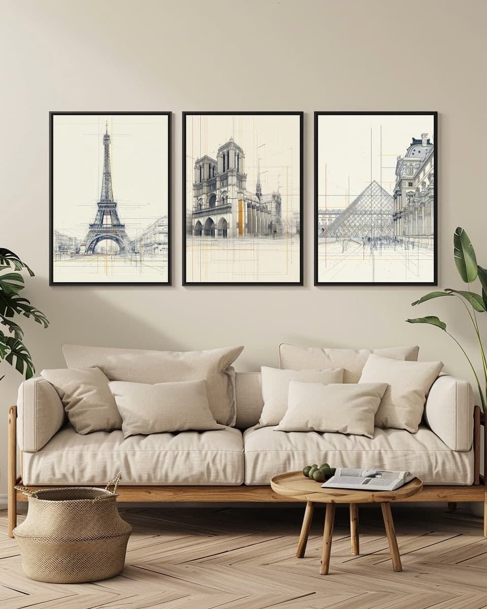 Notre-Dame Cathedral in a living-room triptych