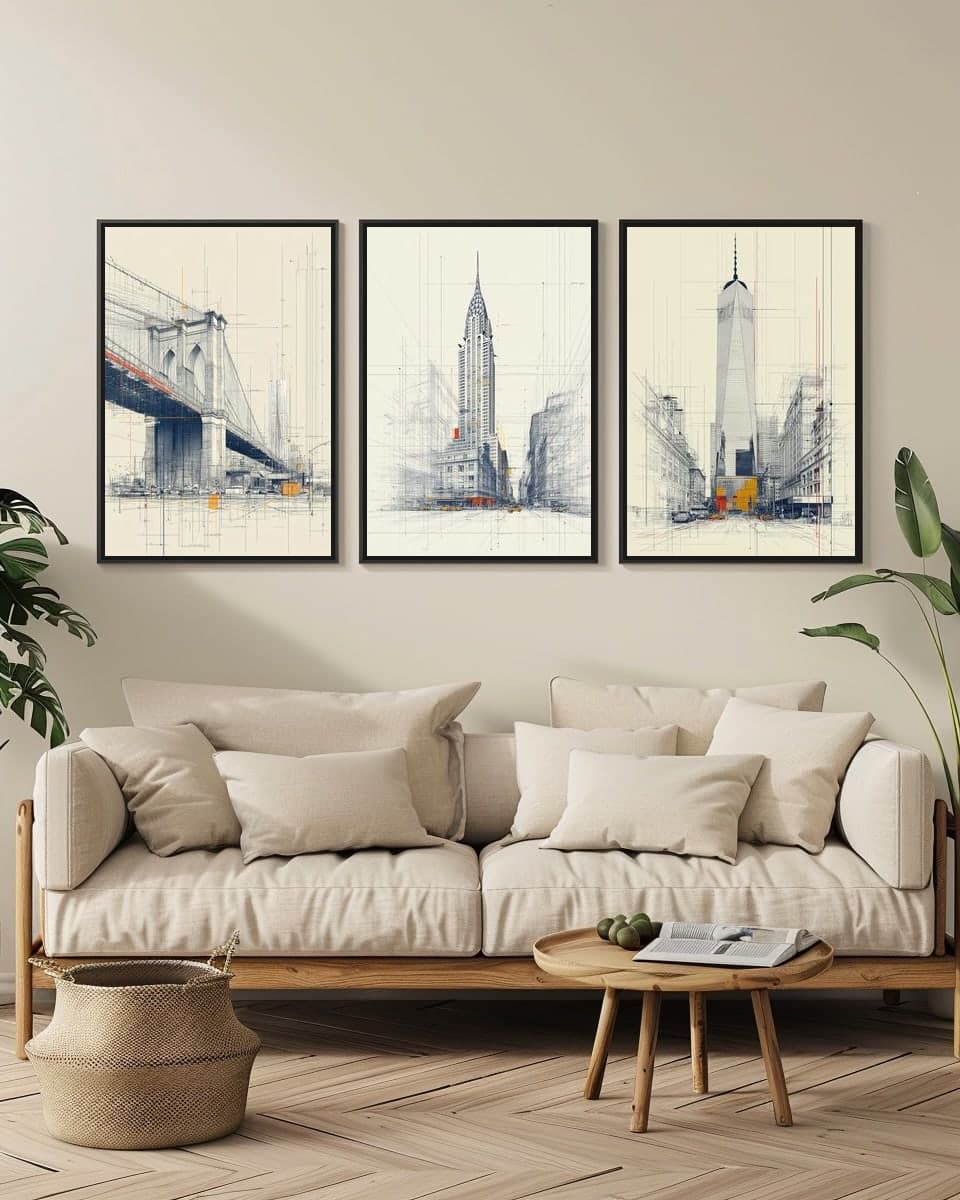 Chrysler in a living-room triptych