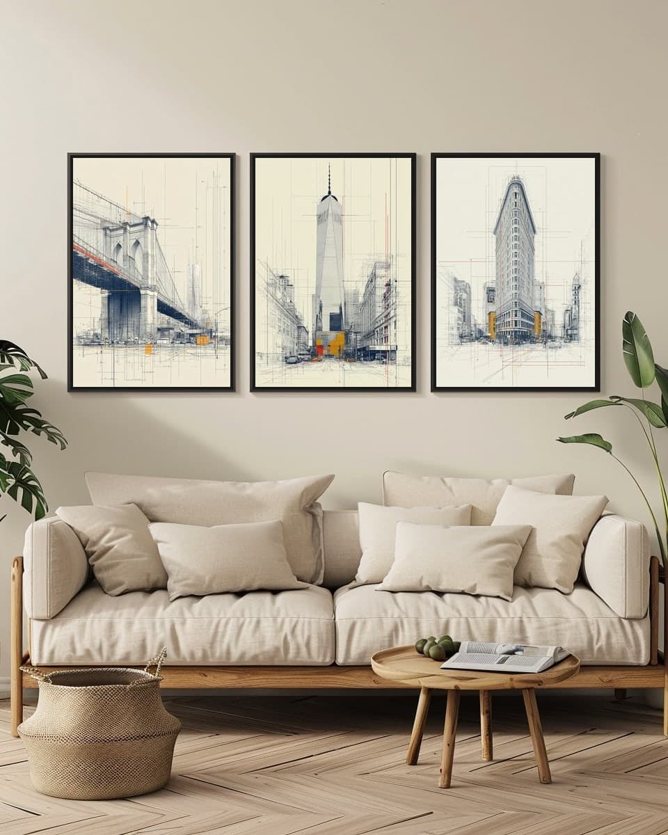 One World in a living-room triptych