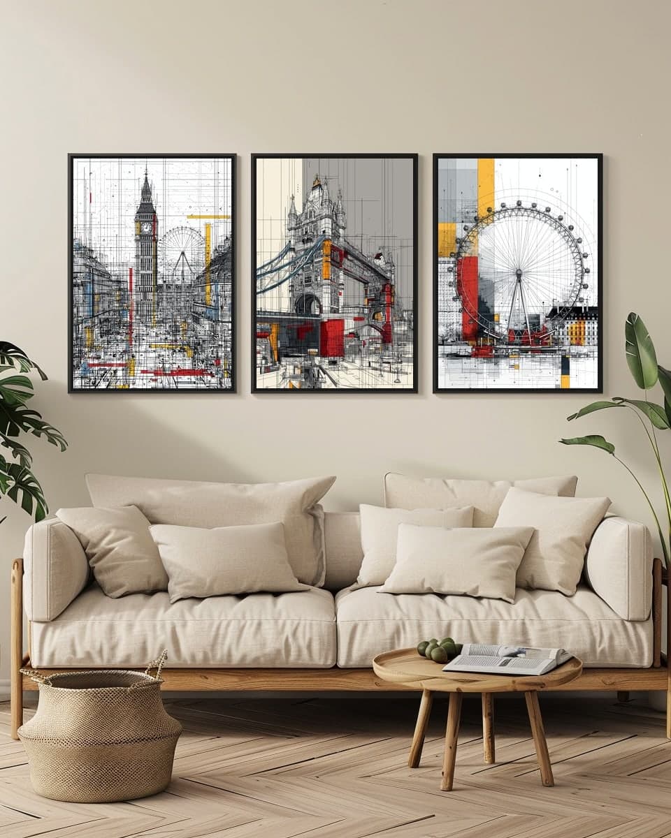 Tower Bridge II in a living-room triptych