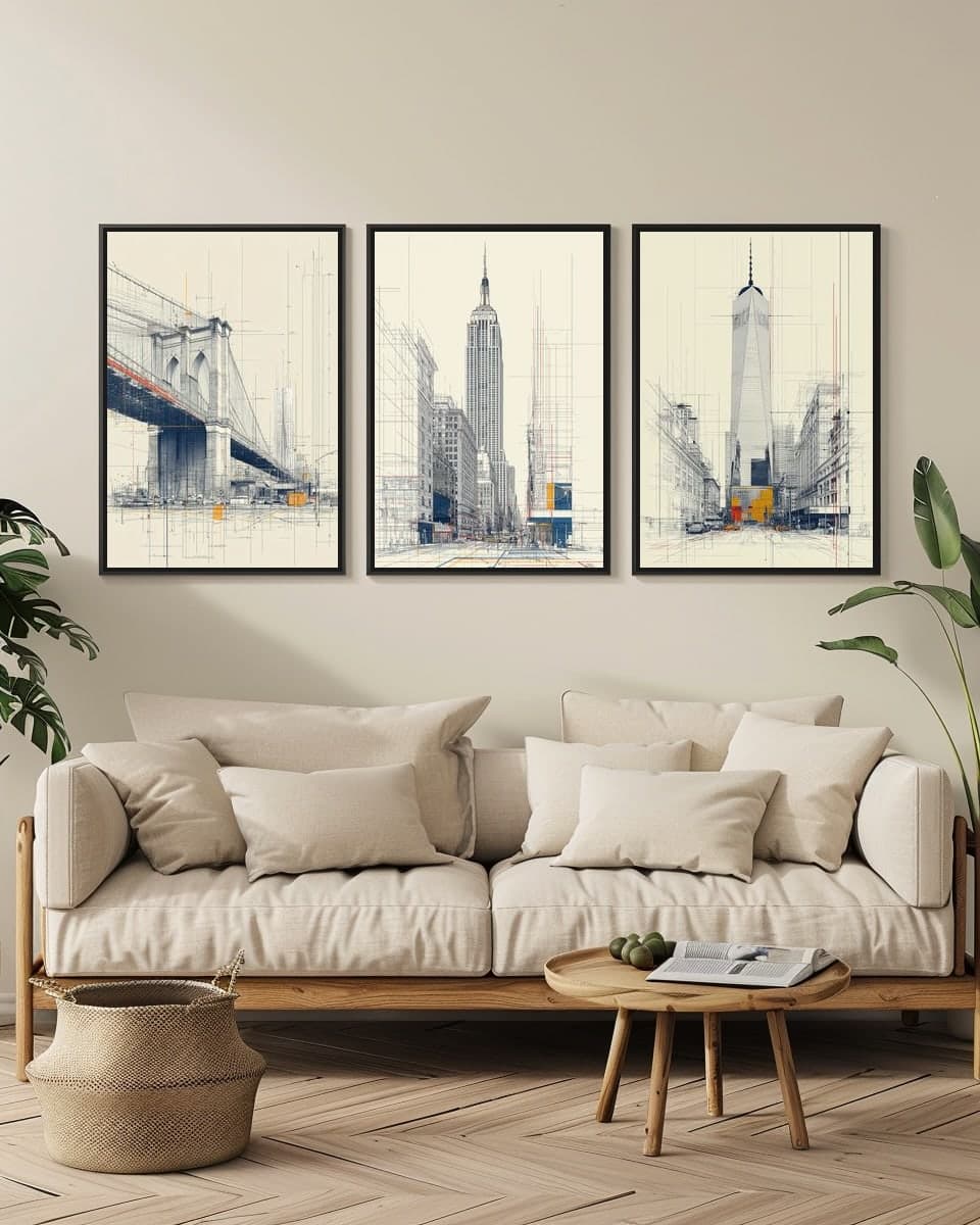Empire State in a living-room triptych