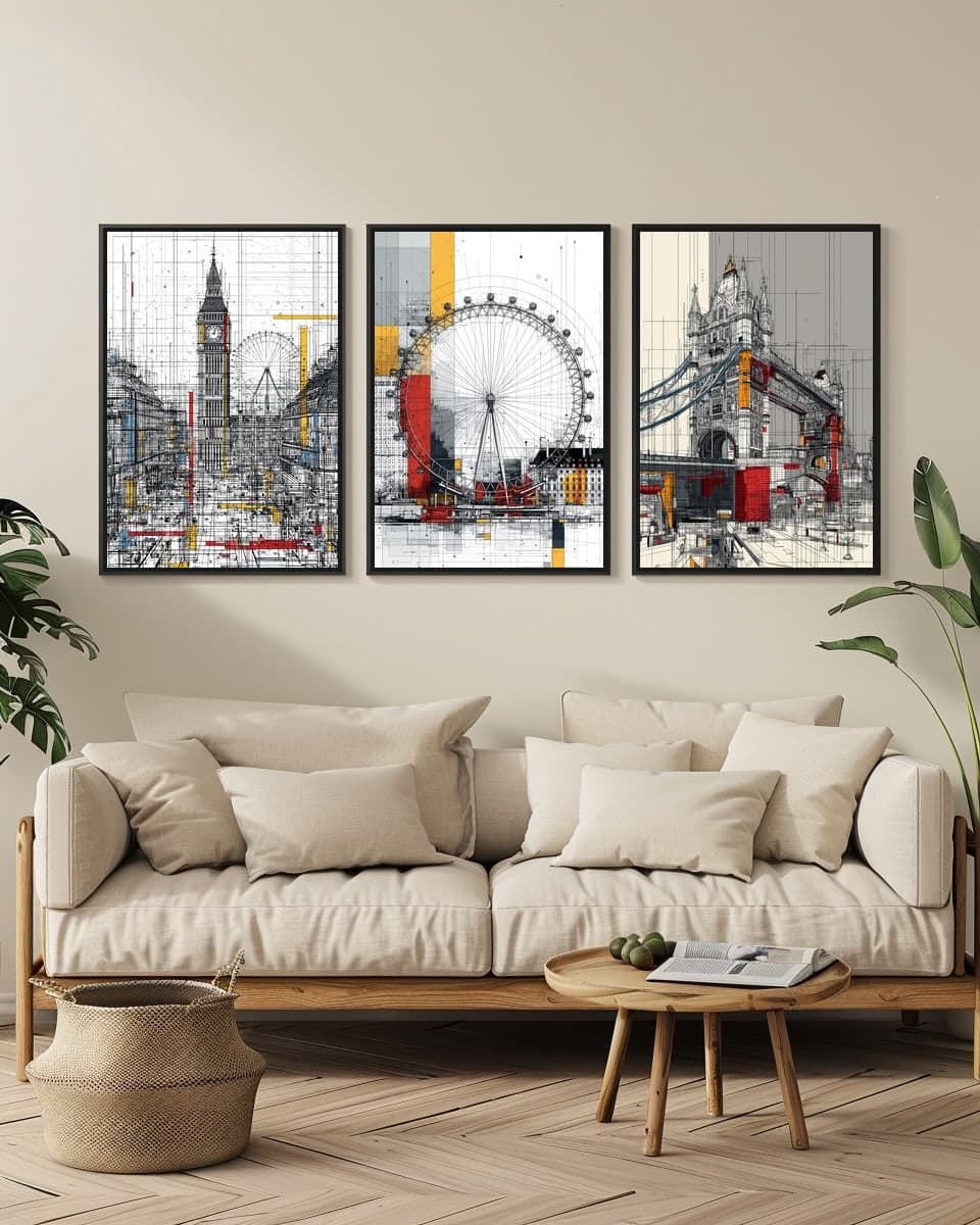 South Bank II in a living-room triptych