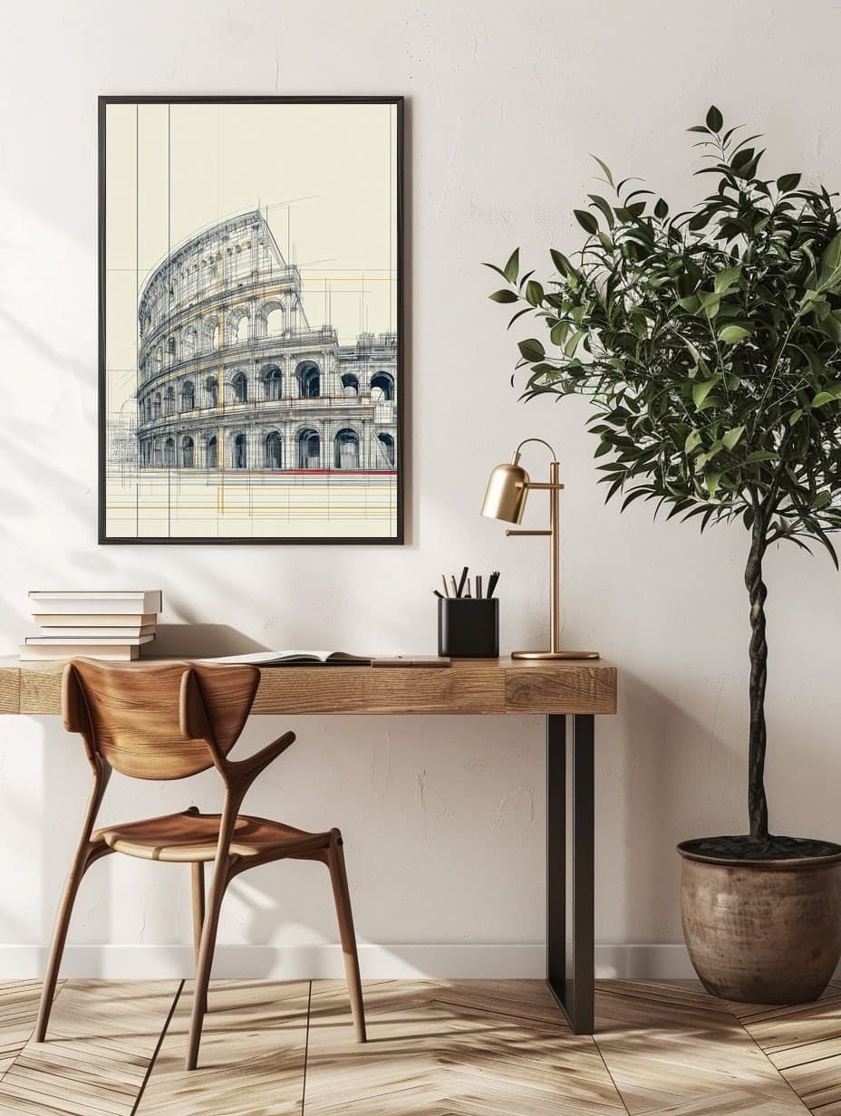 Midjourney Rome Colloseum in an office