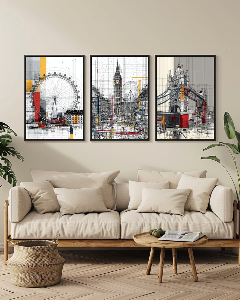 The Riverline in a living-room triptych