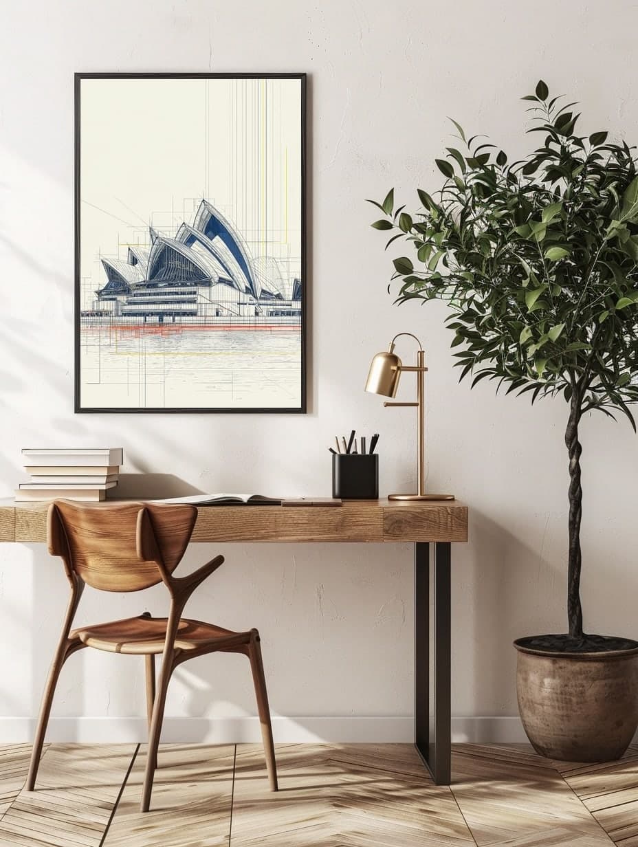 Midjourney Sydney Operahouse in an office